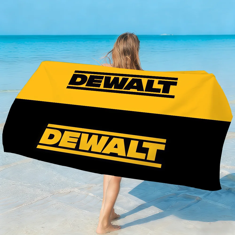 Brand D-DewalT-T Logo Towel Soft Lightweight Anti-Sand Large Beach Towel Quick-Drying Bath Sports Family