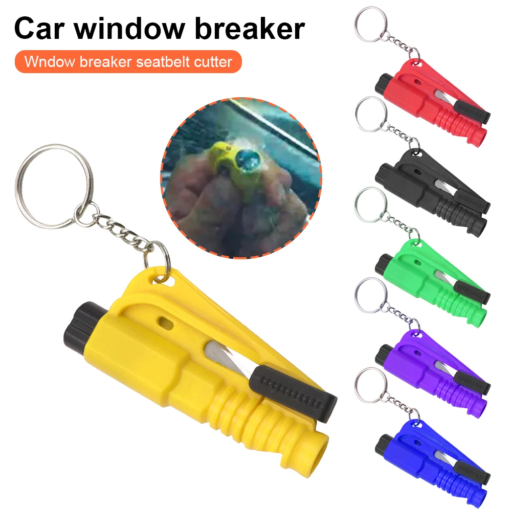 8 Pcs 3 in 1 Car Escape Tool Keychain Glass Breaker Seatbelt Cutter Survival Whistle Universal Emergency Tool All Cars