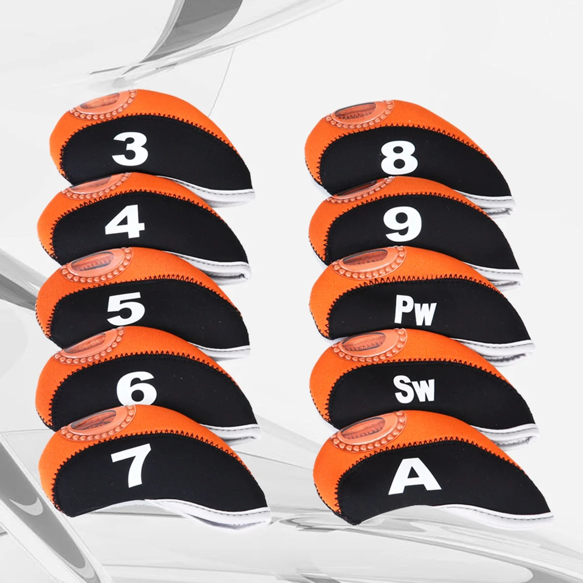 10 قطعة أغطية رأس حديد النيوبرين مجموعة واقي مضرب أسود برتقالي محمول مقاوم للخدش أغطية رأس رائعة أغطية رأس مضرب