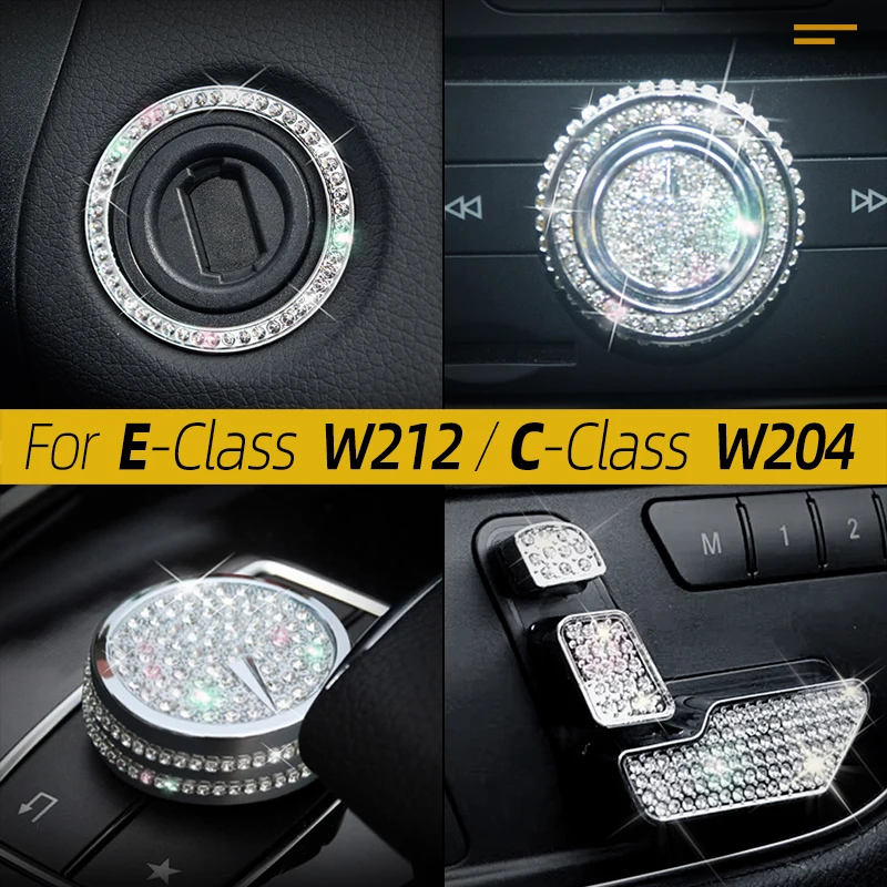 For Mercedes Benz E-Class W212 / C-Class W204 2008-2014 Crystal Diamond Air Condition Knob Trim Interior Accessories