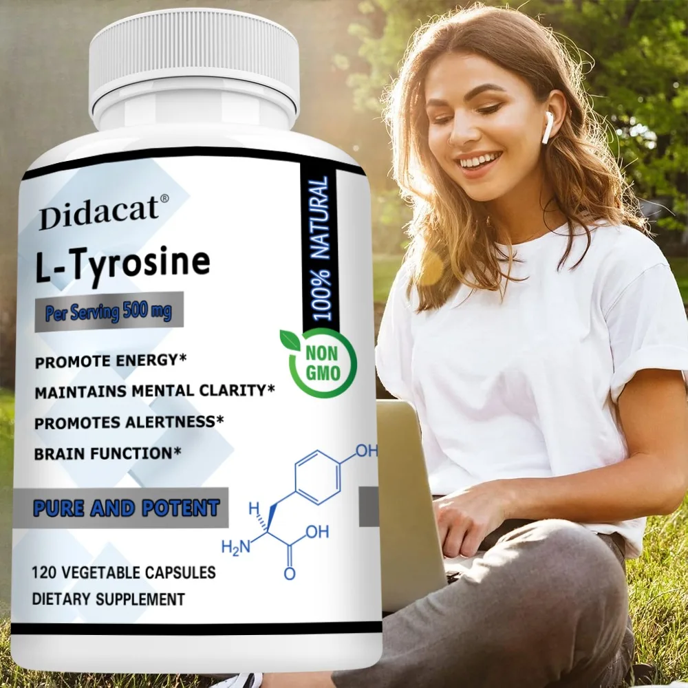 L-tyrosine 500mg, 120 Capsules - Gluten Free & Non-GMO,Supports Mental Alertness,Neurotransmitter Support