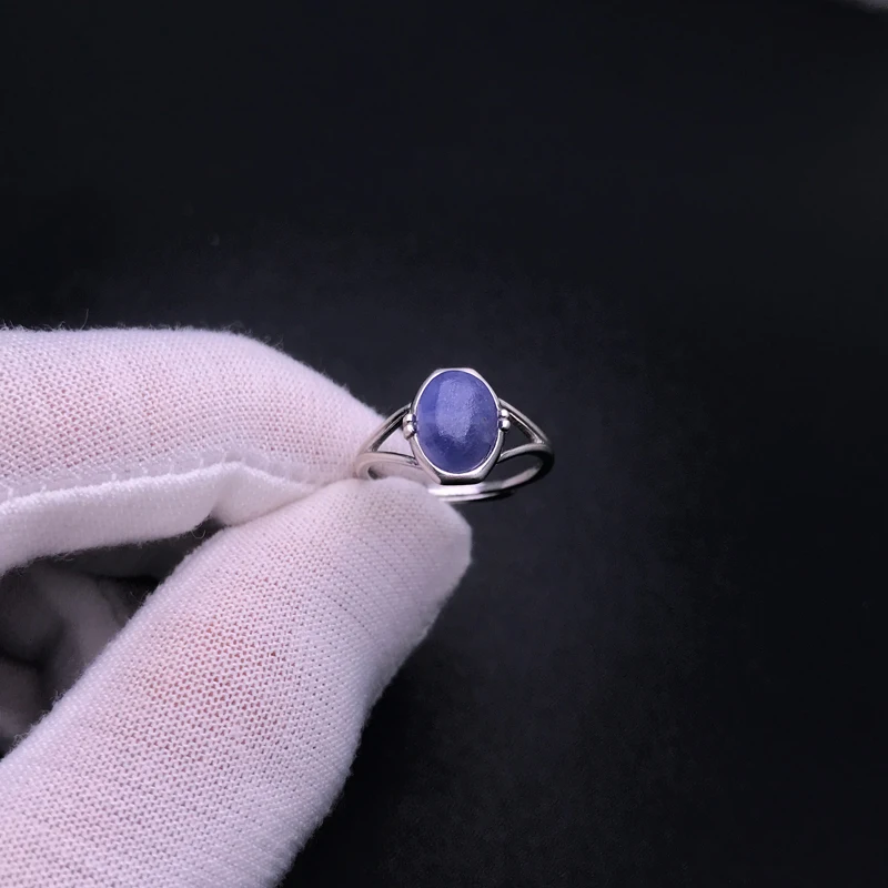 Natural Tanzanite Sterling 925 Silver Ring Genuine Gemstone Oval 7*9mm Classic Wedding Party Fine Jewelry for Women Gifts