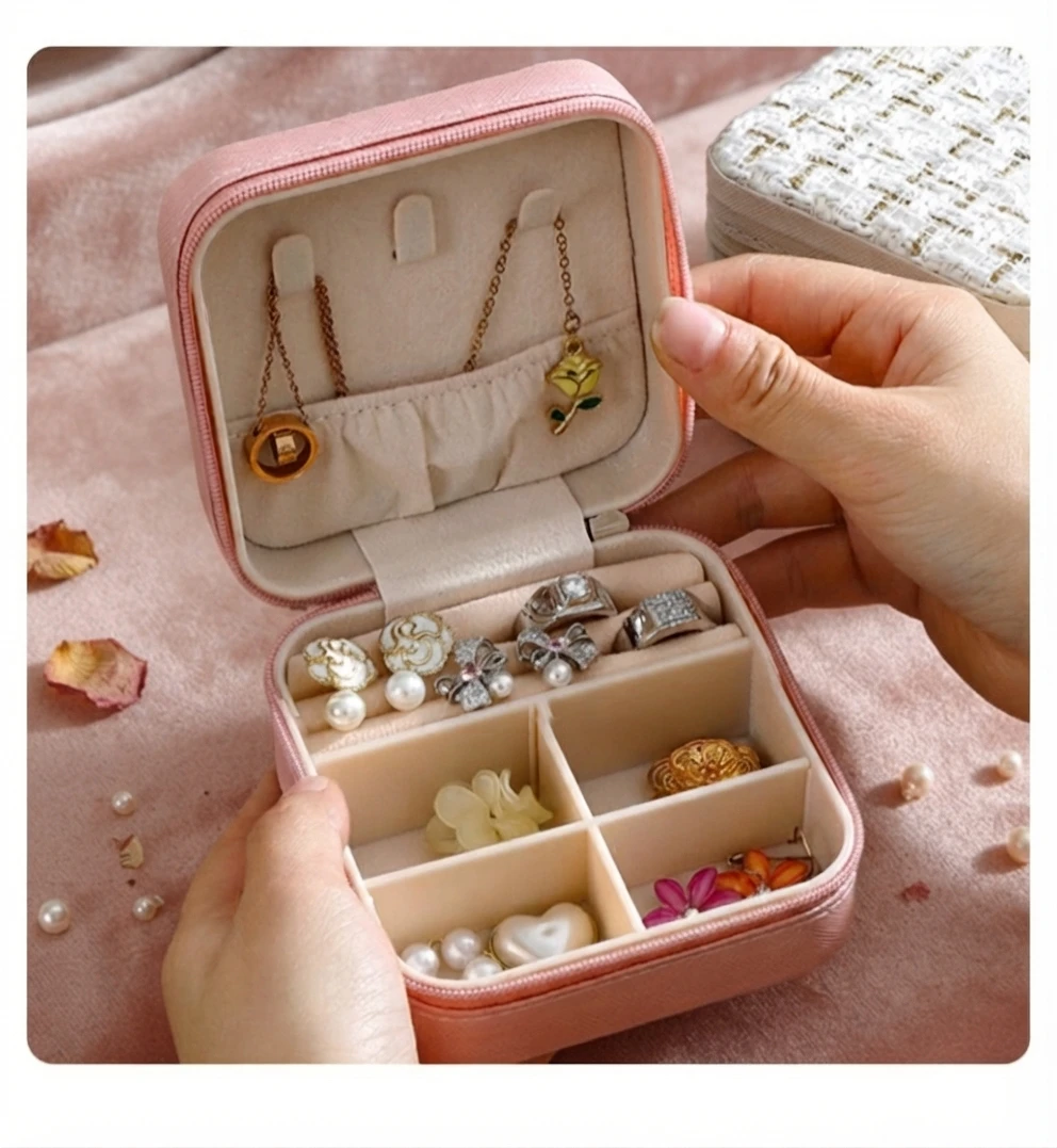 Creative Compact PU Jewelry Storage Box Portable Stud Earrings Necklace Ring Box Internet Celebrity Creative Jewelry Box