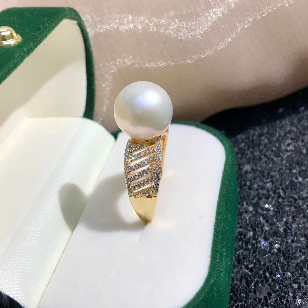 S925 Sterling Silver Adjustable Ring Mount Settings Findings Mountings Accessory Parts Fittings for 11-13mm Pearls 5pcs/lot