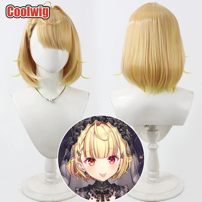 Coolwig Synthetic Hair Hoshikawa Sara Cosplay Wigs Virtual YouTuber Hoshikawa Sara Blonde Mixed Yellow Bobo Wig Heat Resistant
