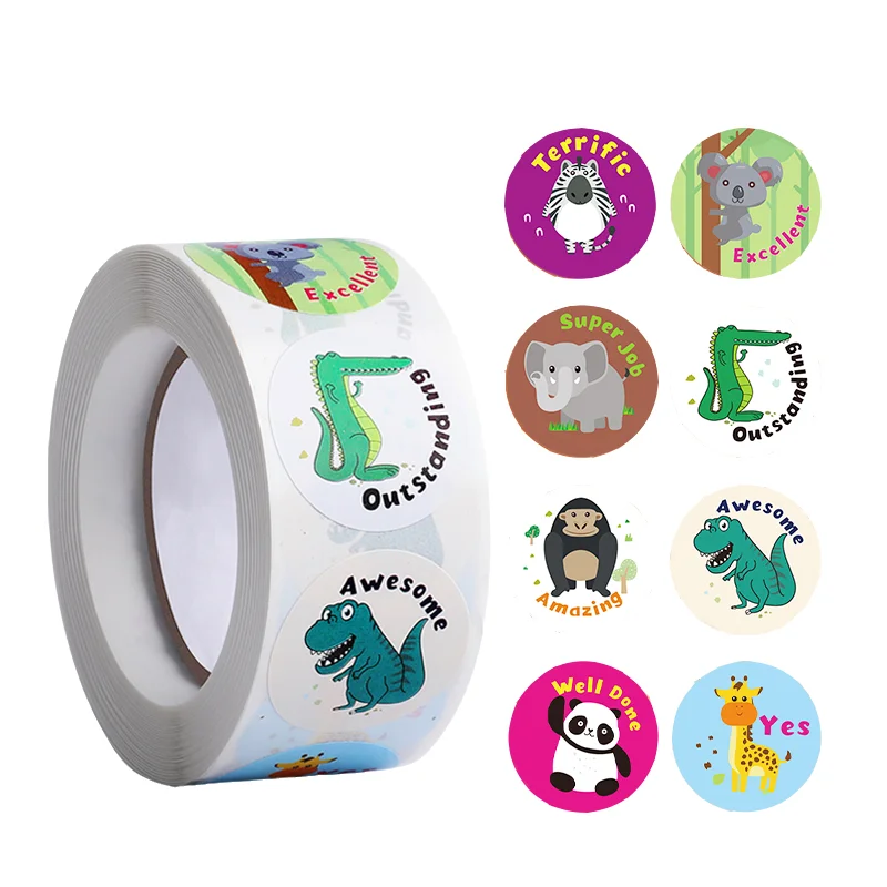 500 Sheets/Roll Kidsren's Reward Stickers Cartoon Decorative Stickers Creative School Supplies Stickers for School Teachers Students and Kidsren