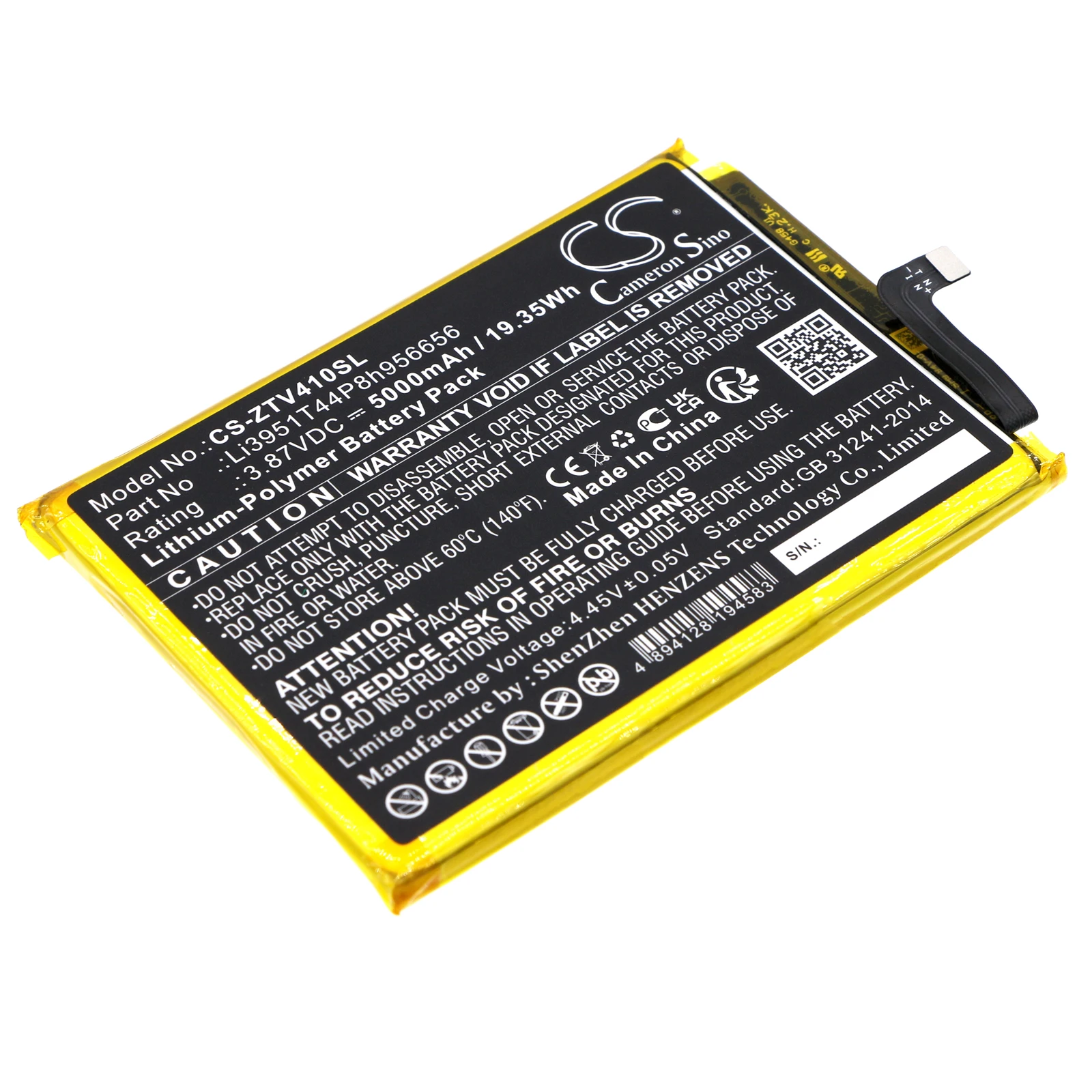 

Mobile, SmartPhone 5000mAh Battery for ZTE Li3951T44P8h956656 ZTE Li3951T44P8h956656