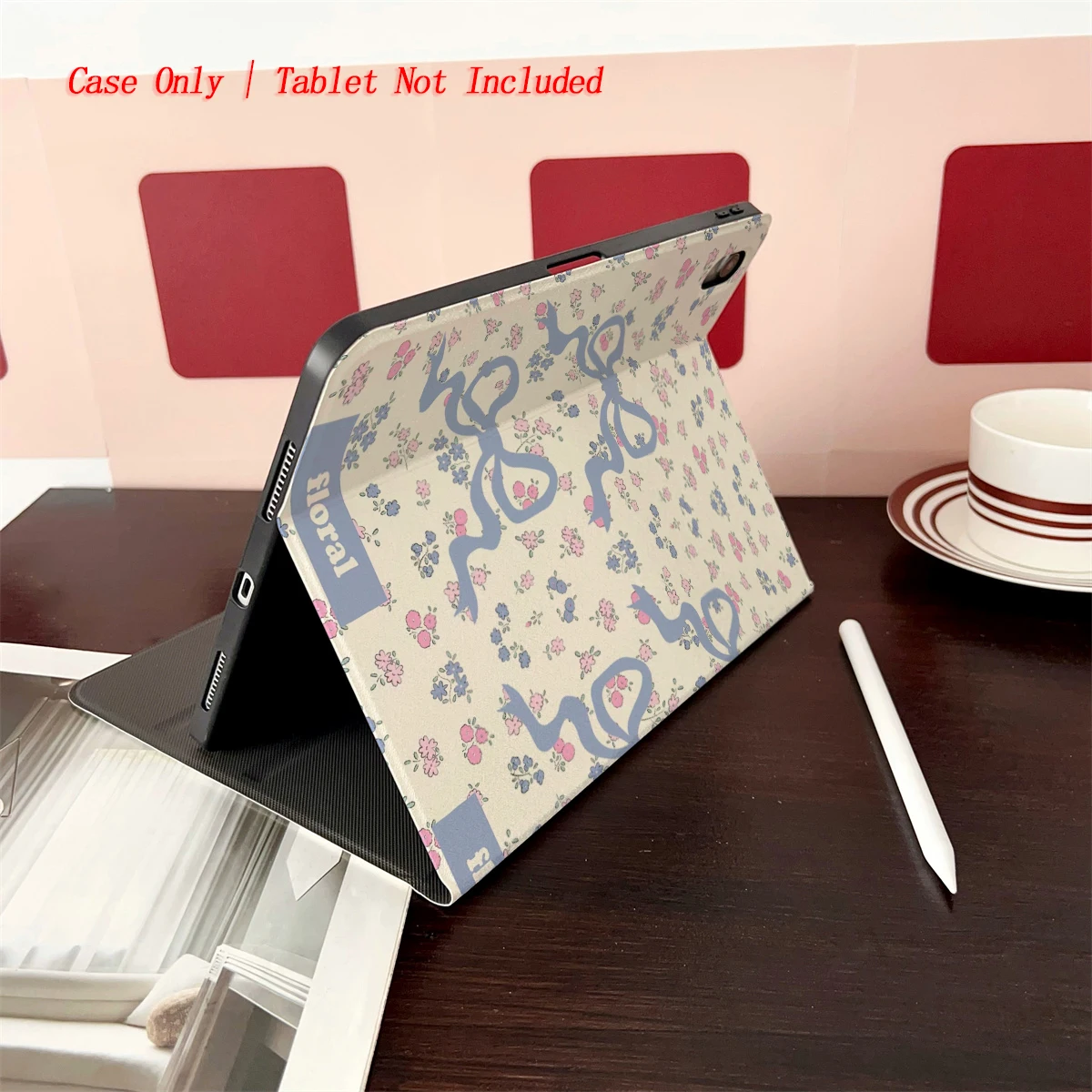 2025 Blue Bow and Small Flower Pattern Print - Suitable for the cases of multiple Apple tablets such as iPad/iPad pro/iPad air