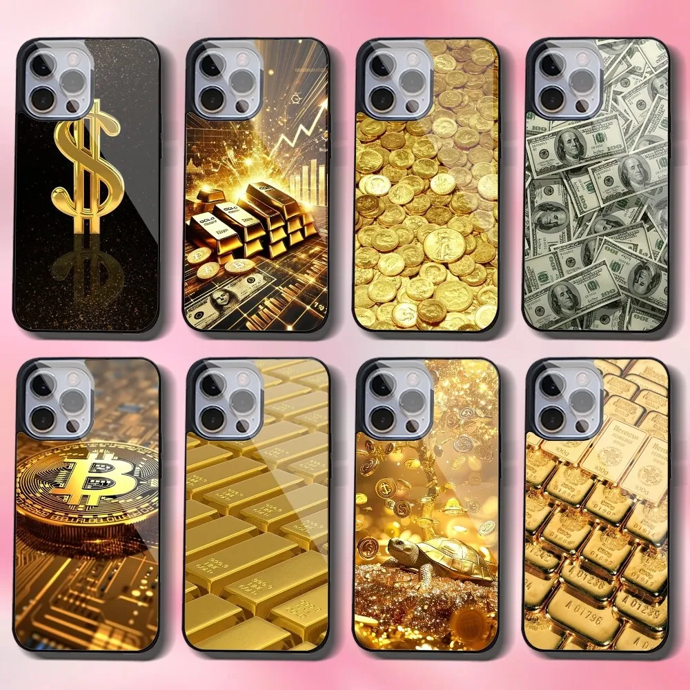 

Money Gold Cash Art Phone Case For IPhone 16 15 14 13 Pro Max 11 12 Mini Alex Mirror For Magsafe Wireless Charging Cover