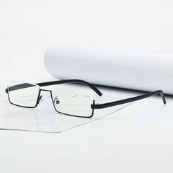 Half Frame Reading Glasses Men Rectangle Frame Hyperopia Eye Glasses TR90 Women Vintage Blue Light Eyewear with Box +100 To +400