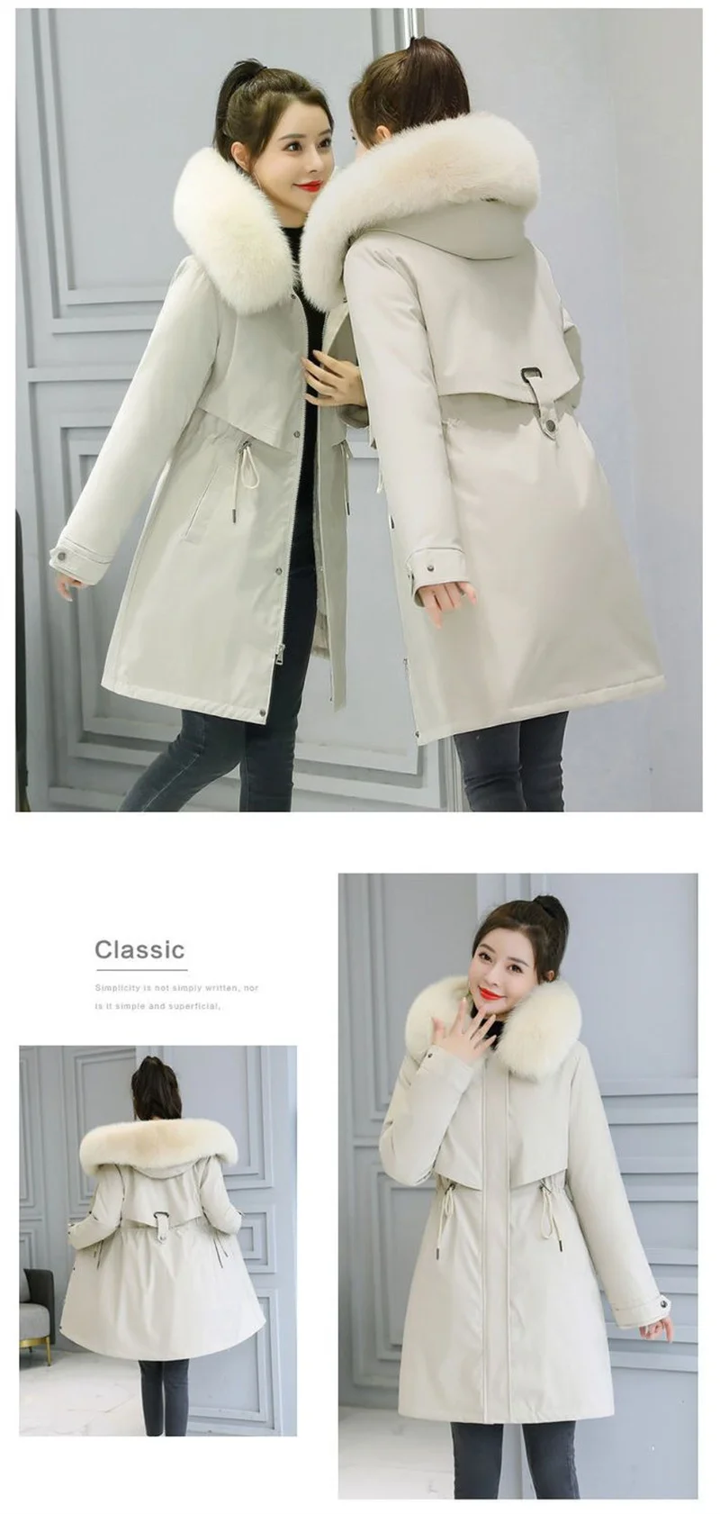 New Winter Jacket Women's Parkas Thick Warm Fur Lining Long Parka Female Hooded Padded Coat Outwear Female Windbreakers 6XL