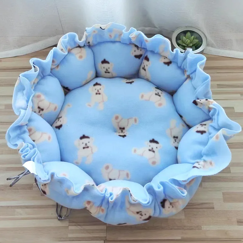 Super Soft Warm  Adjustable Drawstring  Fluffy Dog Bed Cushion Pet Sleeping Basket for Cats Small Dog Pet Supplies