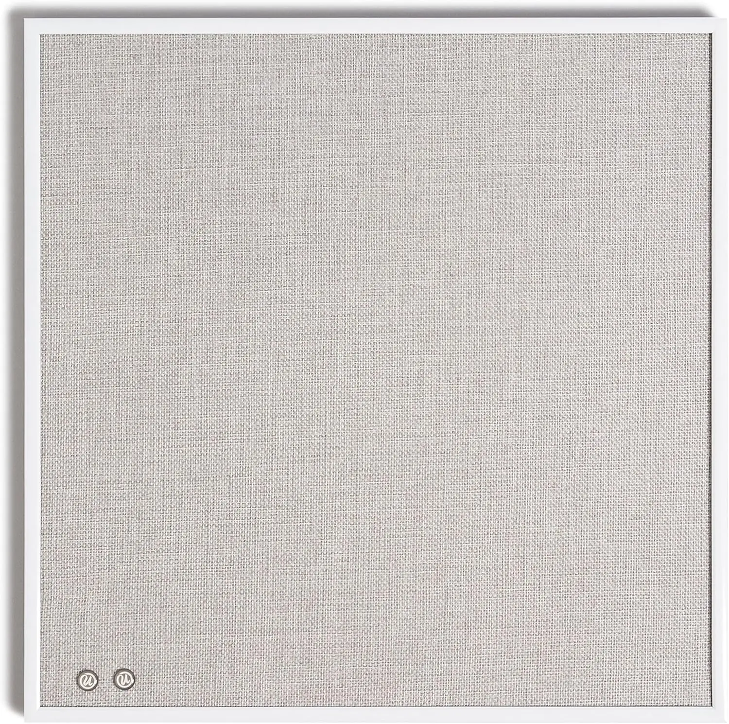 

Farmhouse Linen Bulletin Board, 14x14 Inch, White Metal Frame, Durable Pinning Surface