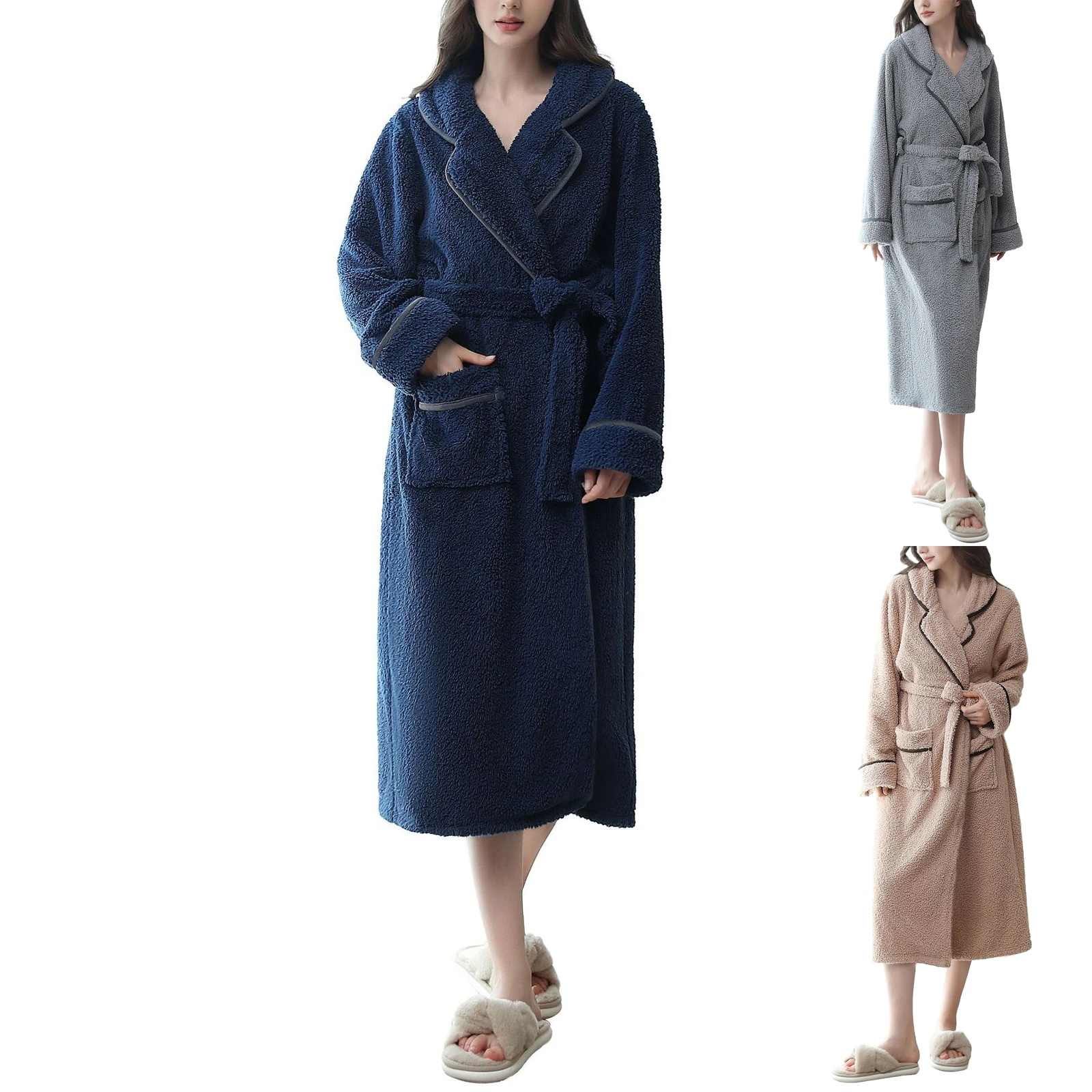 High-Quality Robes Autumn Winter Woman Bathrobe New Cloud Velvet Suede Touch Lapel Home Casual Wear Keep Warm Robe Female