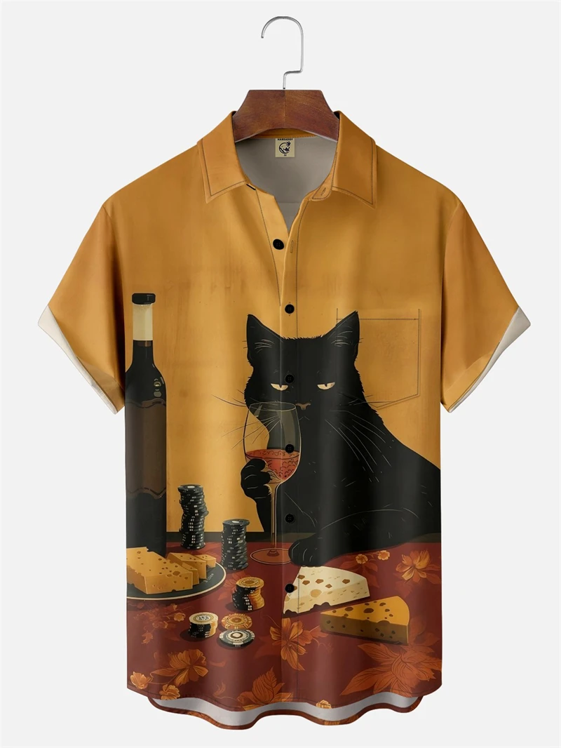 

Рубашки с милым рисунком кота для мужчин и женщин, модная летняя блузка с коротким рукавом и 3D принтом, крутая уличная одежда, топы Y2k Harajuku