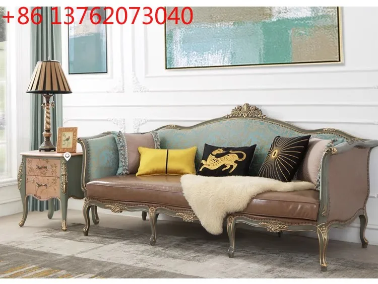 

French all solid wood carving flower living room high-end luxury sofa 123 combination new whole house furniture