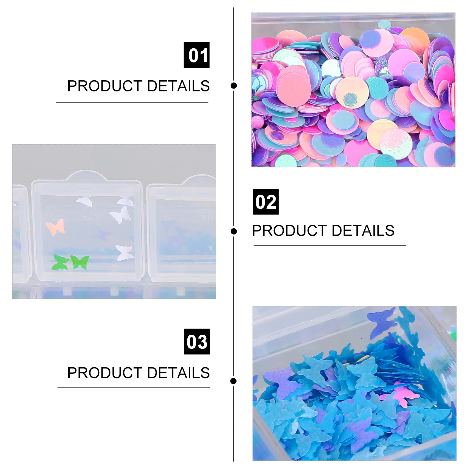 

2 Boxes Nail Sequins Confetti Glitter Manicure Sticker Glitters Stickers Supplies Decals