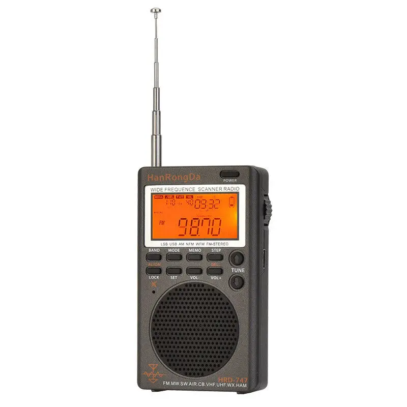 HRD-747 Portable FM/MW/SW/AIR/CB Full-Band Radio Off-Road Enthusiast VHF/UHF