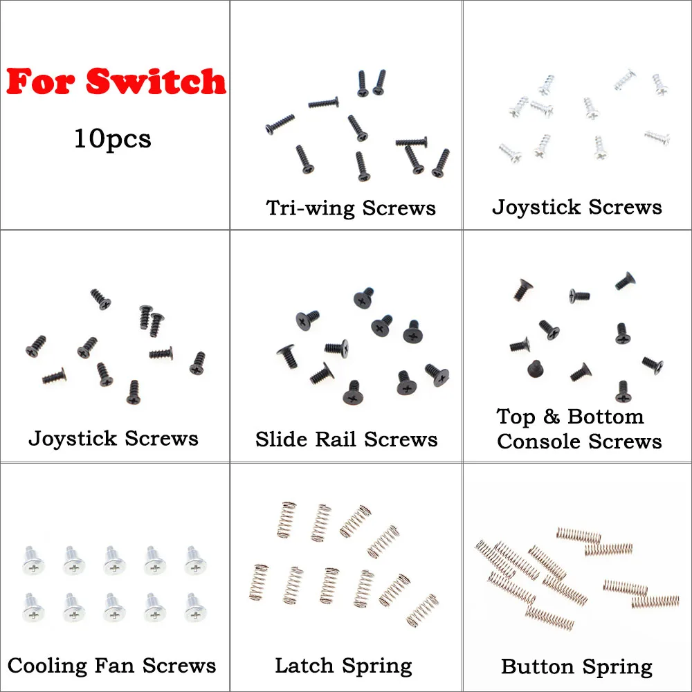 10PCS Cross/Tri-wing Screws+Springs Replacement For Switch Console & Joy-Con Repair Accessories