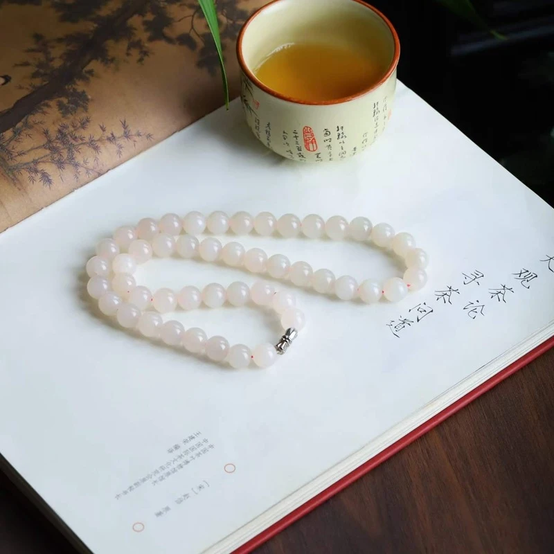 

Natural Hotan Qinghai Old Material Pink Women's Jade Necklace Neck Accessory