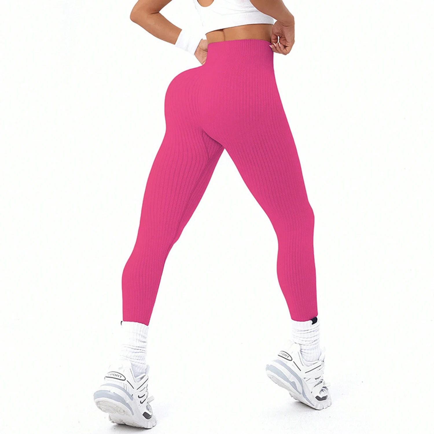 Pantaloni da yoga Pantaloni da yoga sportivi attillati elastici a vita alta da donna Pantaloni da yoga ad alta elasticità