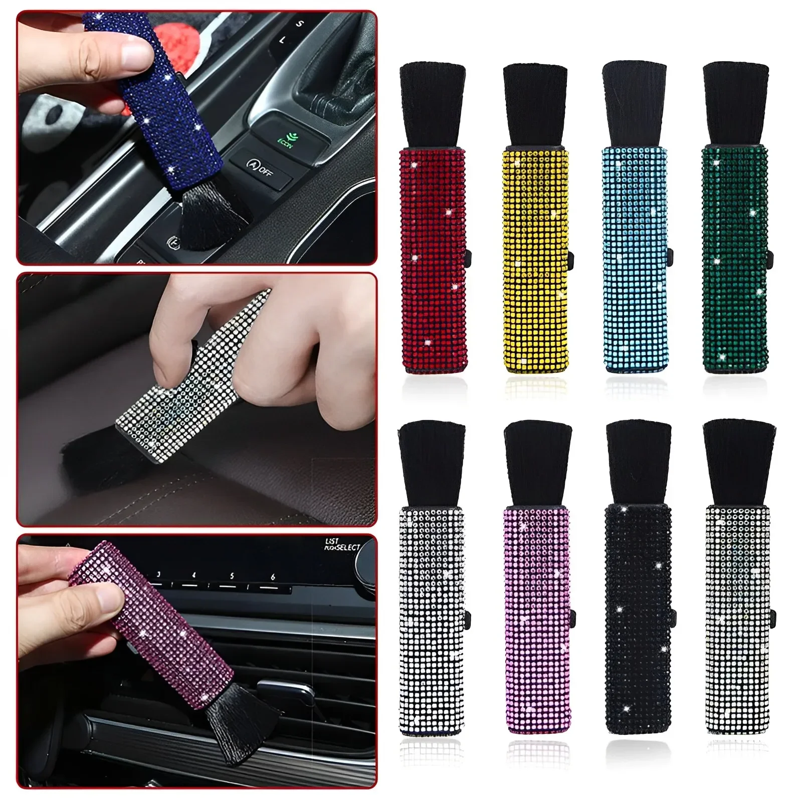 

Car Air Conditioning Outlet Cleaning Brush Diamond Car Detailing Cleaning Brush Household Office Gap Soft Brush Keyboard Tools