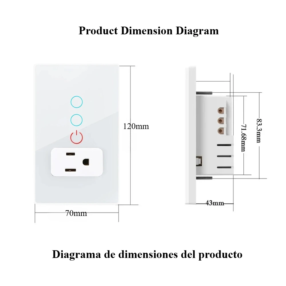 Shawader US Plug Wifi Smart Tuya Light Switch Intelligent Wall Socket Mexico Outlet Touch Glass Panel Remote Alexa Google Home