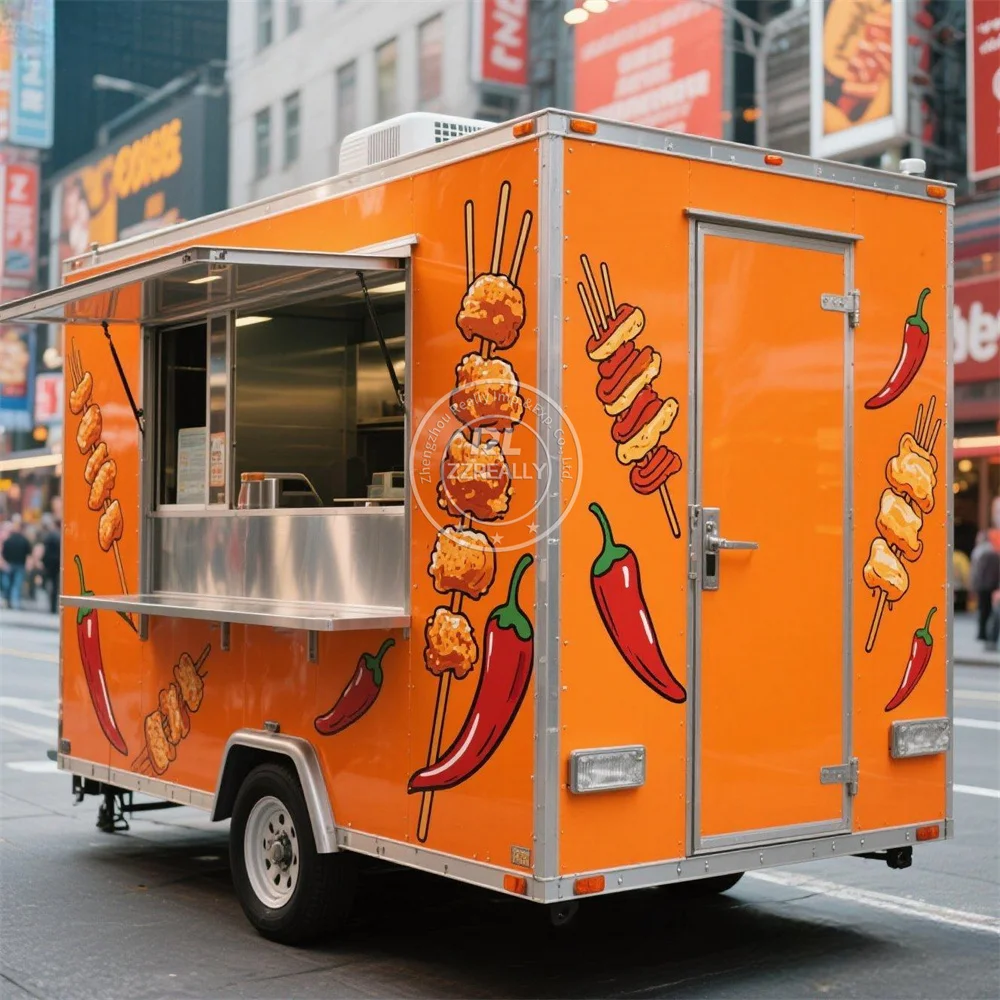 

Mobile Food Truck Fully Equipped Ice Cream Cart Mobile Hot Dog Coffee Kiosk Street Concession Food Trailer With Full Kitchen