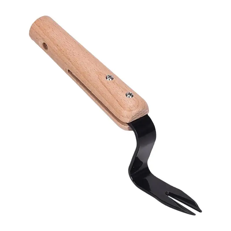 

Hand Weeder Tool Comfortable Grip Wood Handle Hand Fork Garden Weeding Tool Efficient Weeds Puller Transplant Gardening Plant