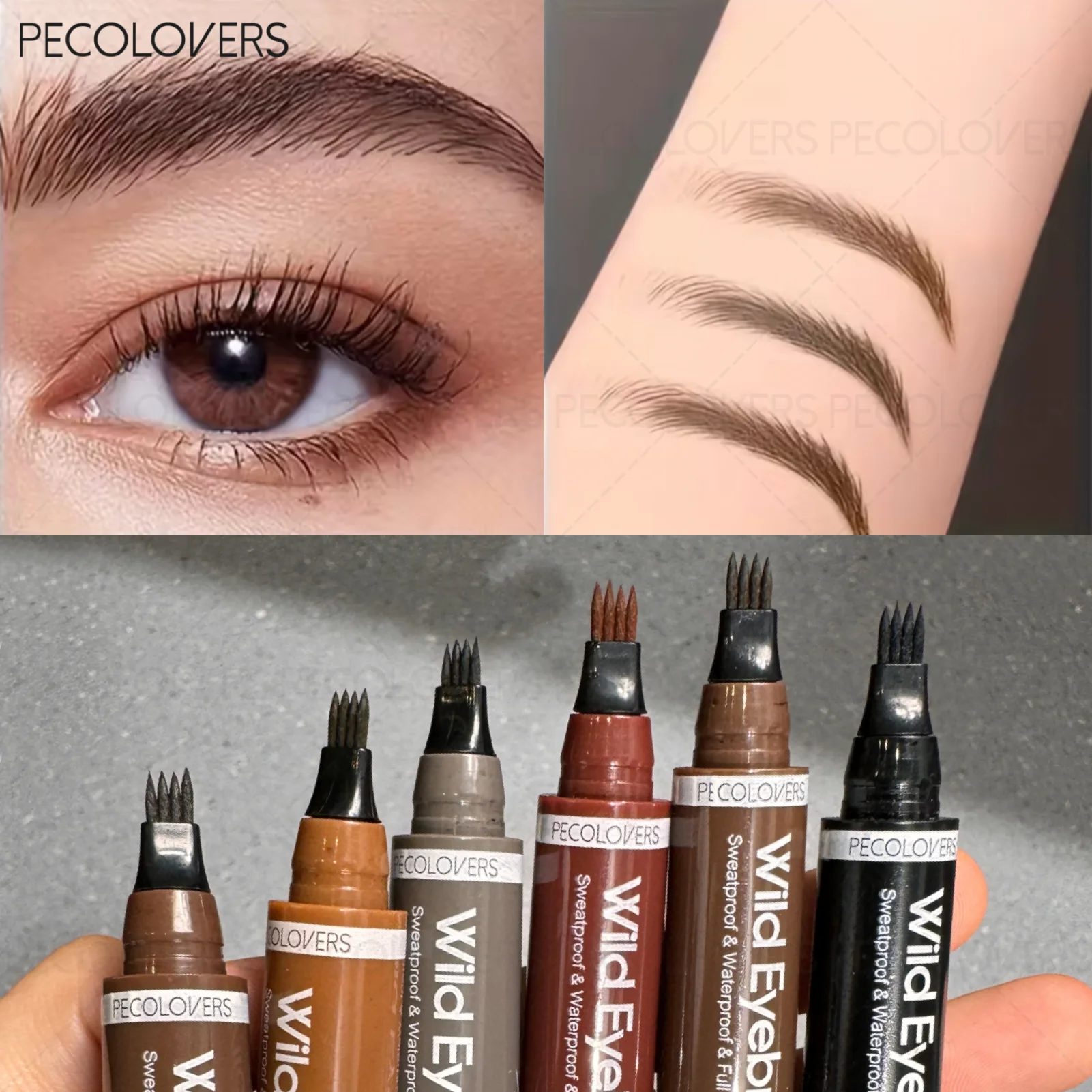 1 Pc Perfect Four-pronged Liquid Eyebrow Pencil, Natural 3D Eyebrow Look, Long-lasting Fast-Drying Easy To Slide, For All Types