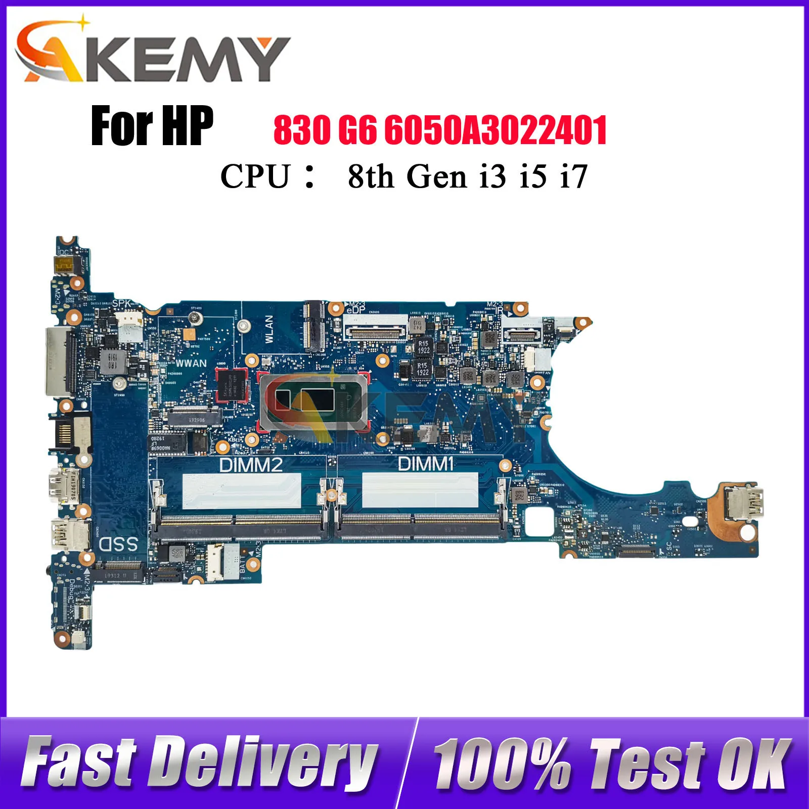 

For HP EliteBook 830 G6 6050A3022401 Laptop Motherboard L60635-601 L60638-601 With i5 i7 8th Gen CPU DDR4 Tested OK