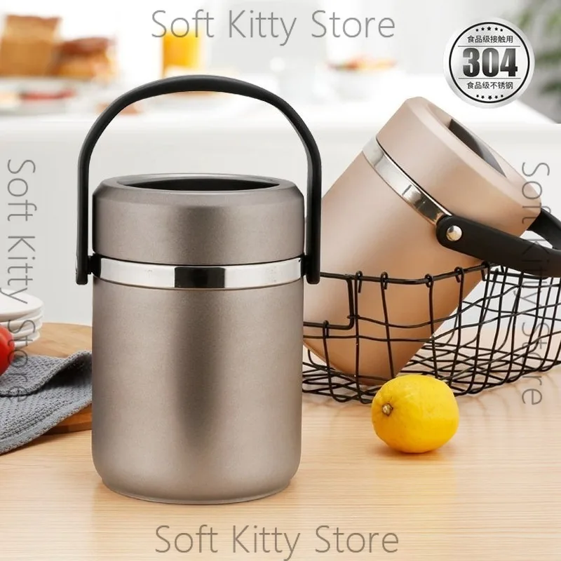 6 Hours Thermal Vacuum Lunch Box 304 Stainless Steel Insulated Worker Adult Food Container Large Picnic Student Bento Box Set