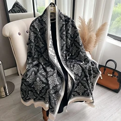 New Luxury Brand Two-Sided Jacquard Scarf pashmina Cashmere Soft Warm Fringe Pashmina Shawl Winter Coldproof Windproof Blanket