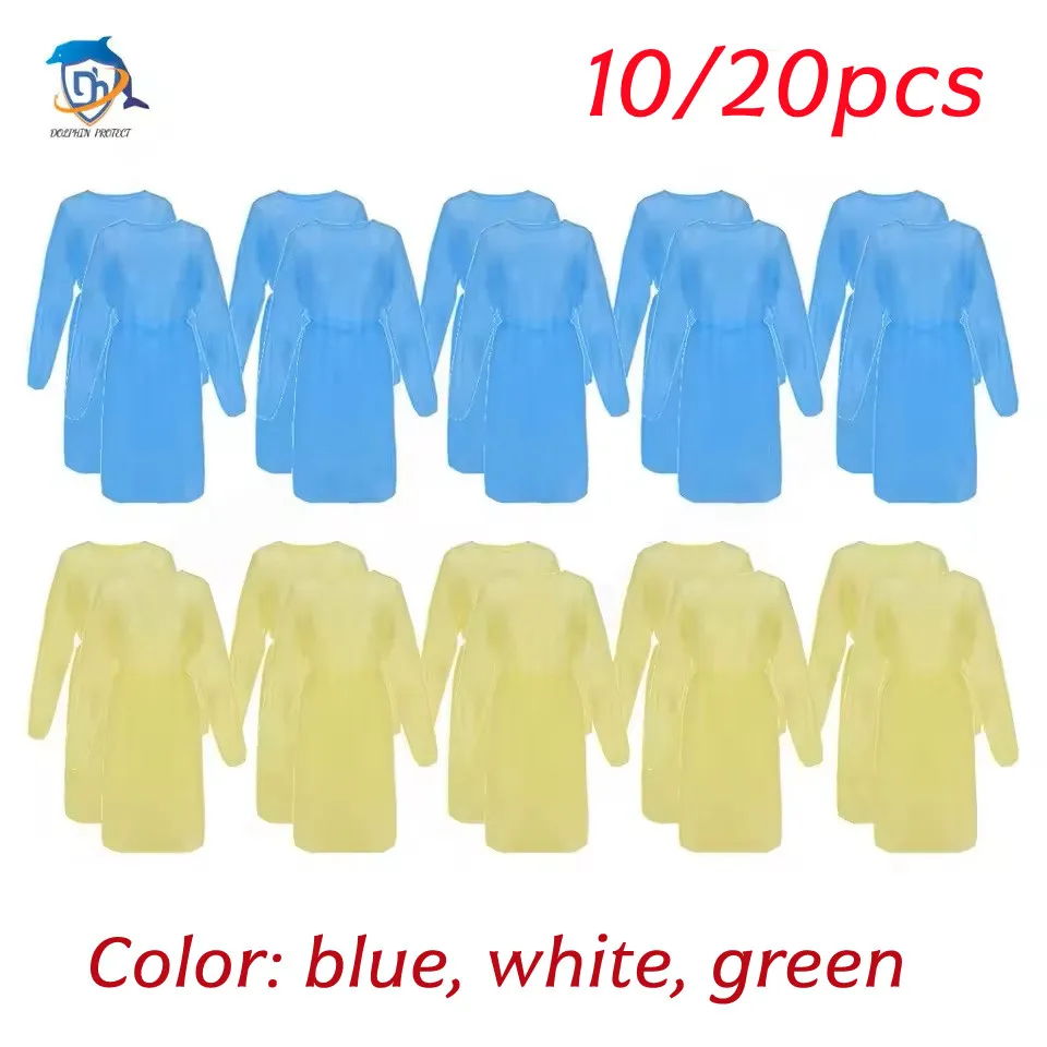 10/20 قطعة ملابس عزل واقية يمكن التخلص منها للجنسين ملابس تمريض مقاومة للماء والزيت ملابس تمريض مضادة للضباب