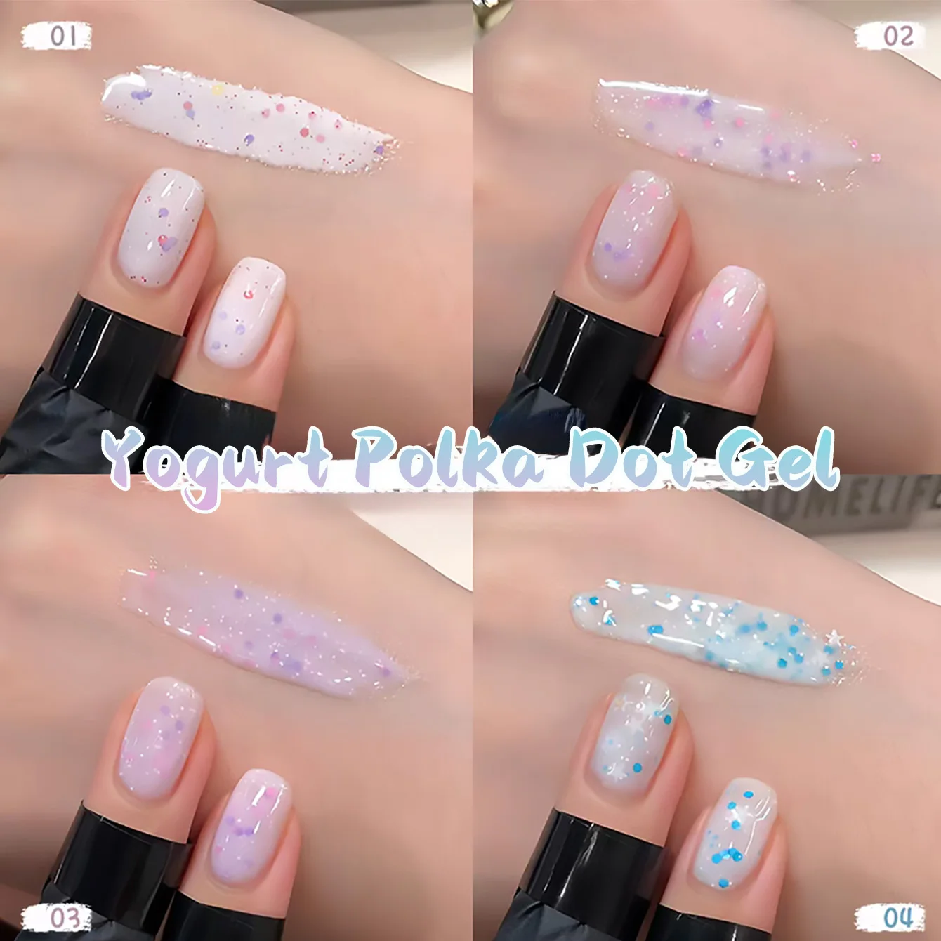 SHAKA 1pcs Yogurt Wave Dot Material Gel Nail Polish 2026 Summer Popular Sequins Wave Dot Whitening Cute Milk Whirring Nail Art