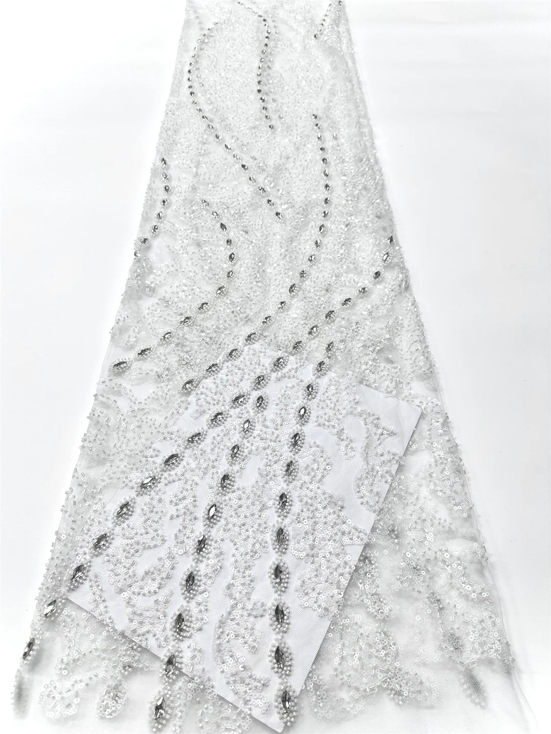 Shiny Diamond Stretch Fishing 2026 High Quality French African Mesh Stones Lace Fabrics for Nigerian Dresses Skirt Costume Diy