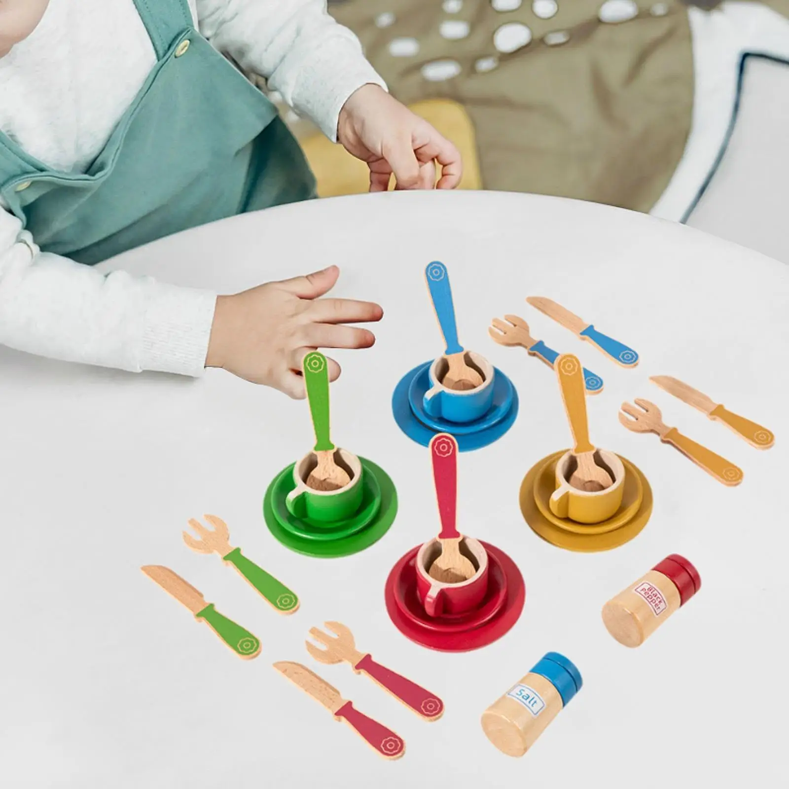 Ensemble de plats et assiettes de jeu en bois pour enfants, accessoires de cuisine de jeu