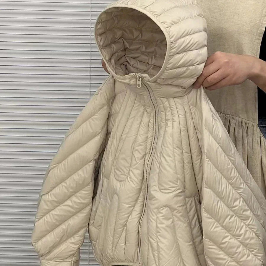 

Girls Hooded Cotton Jacket Children's Short Styles Coat for Baby Girls Design Sense Winter Clothing Lightweight Outerwear Coat