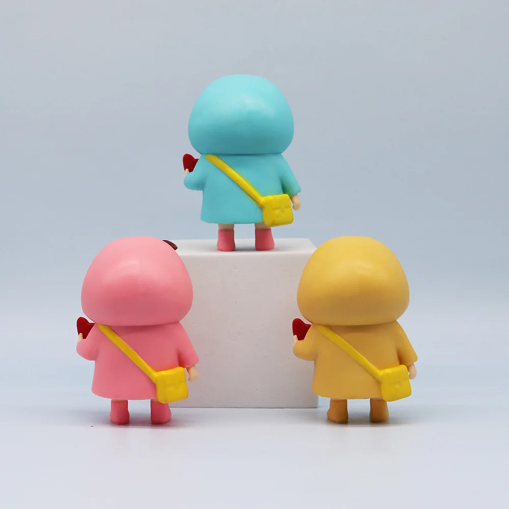 6 teile/satz Anime Crayon Shin-chan Regenmantel version Stehende hut Action Figure PVC Modell Spielzeug puppe Schreibtisch Dekor sammlung Geschenke