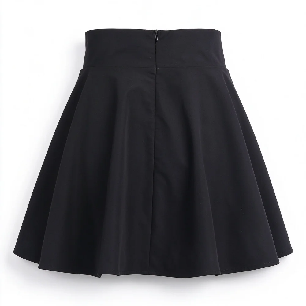 High Waisted Women's Flared Mini Skater Skirt Versatile Basic Black Casual A Line Skirt Harajuku Streetwear School Daily Outfit