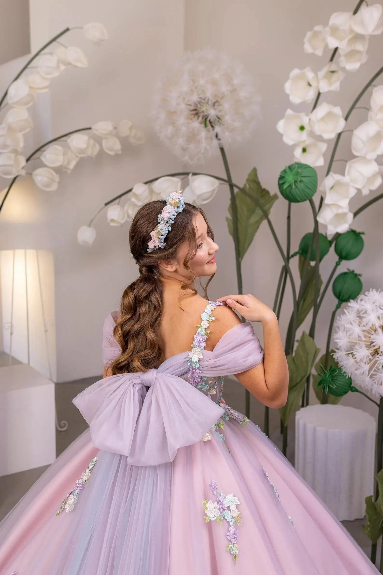 

Custom JDY High-end Heavy Industry 3D Floral Off Shoulder Flower Girl Dress Wedding Party Gown Birthday Pageant Dress for Kids