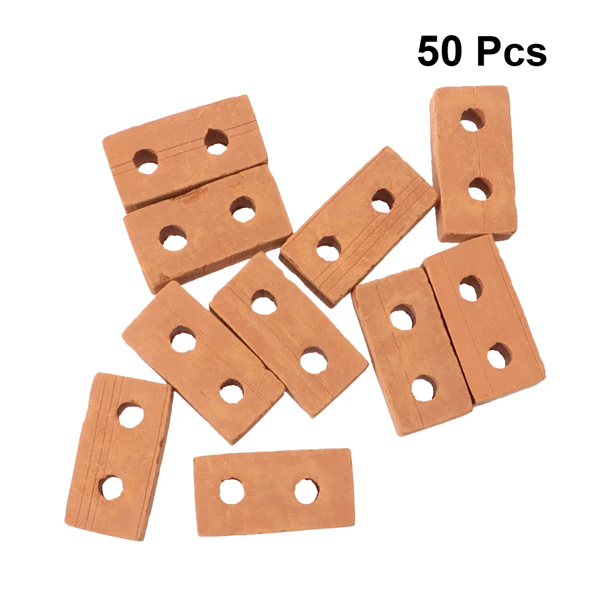 

50 PCS Small Red Bricks DIY Childrens Toys Model 2 Holes Mini Building Sand Table Accessories Models