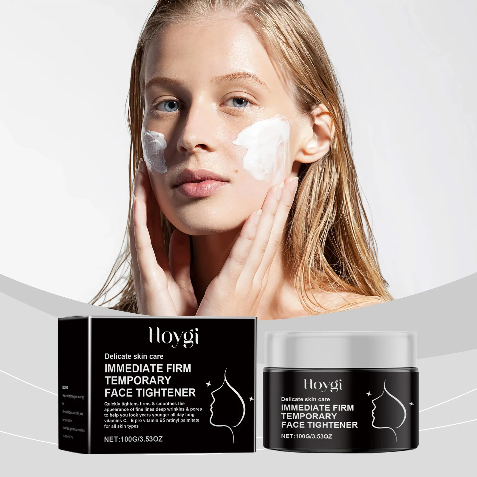 Aperto facial temporário firme e imediato – Cuidados com a pele antienvelhecimento, aperta e suaviza linhas finas, rugas e poros, vitamina C + E