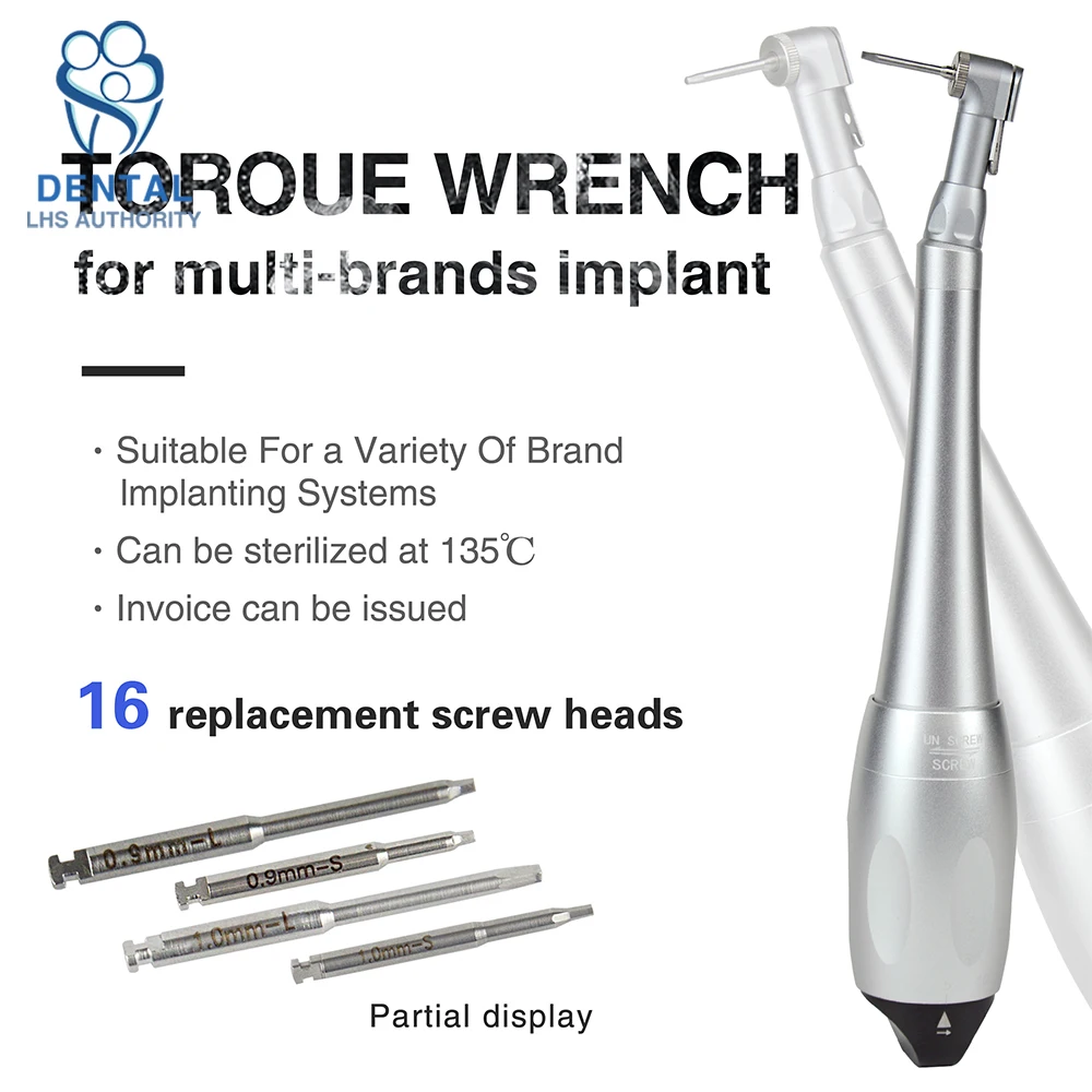 Dental Implant Torque Wrench Handpiece Ratchet Latch Head 16pcs Drivers 7-Speed Adjustable Torque 5N-35N Dentist Dentistry Tools