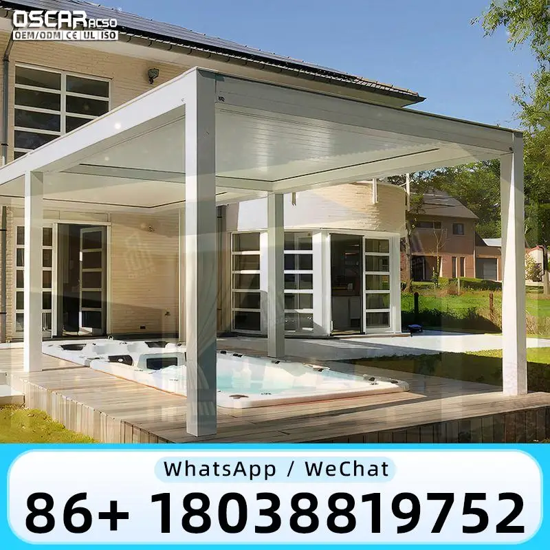 Retractable Screen Motorized Aluminum Structure for Bioclimatic Outdoor Shade for Garden Patio Backyard European Style Outdoor S