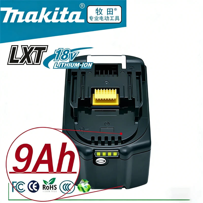

Аккумулятор 9Ah, 100% оригинальный, Makita BL1830, 18В, 9000мАч, 9.0Ач, BL1830, BL1815, BL1860, BL1840, перезаряжаемый, для инструментов