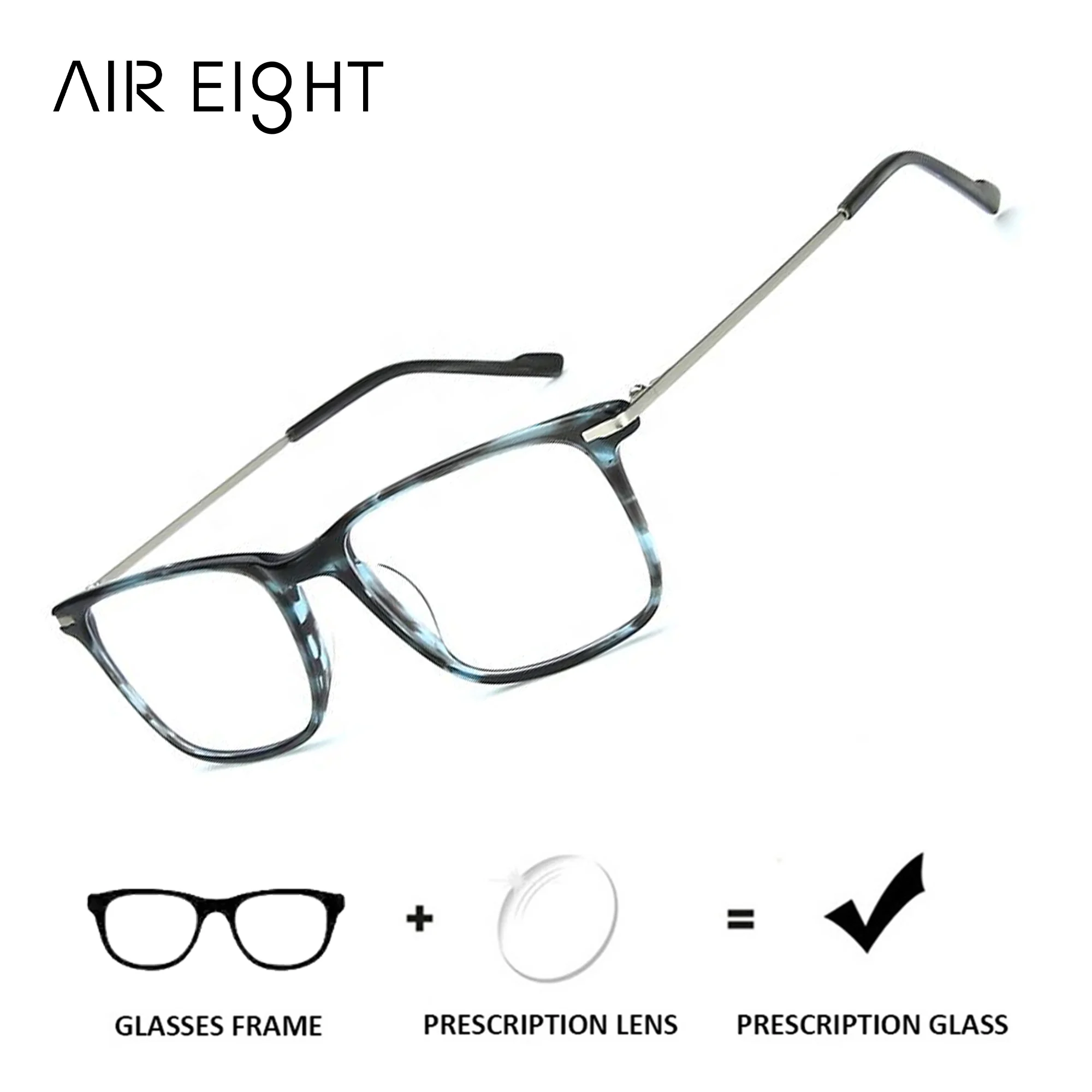 

AIR EIGHT Trend Acetate Square Prescription Glasses for Men Women Custom Photochromic Optical Lenses With Recipe Myopia Eyewear