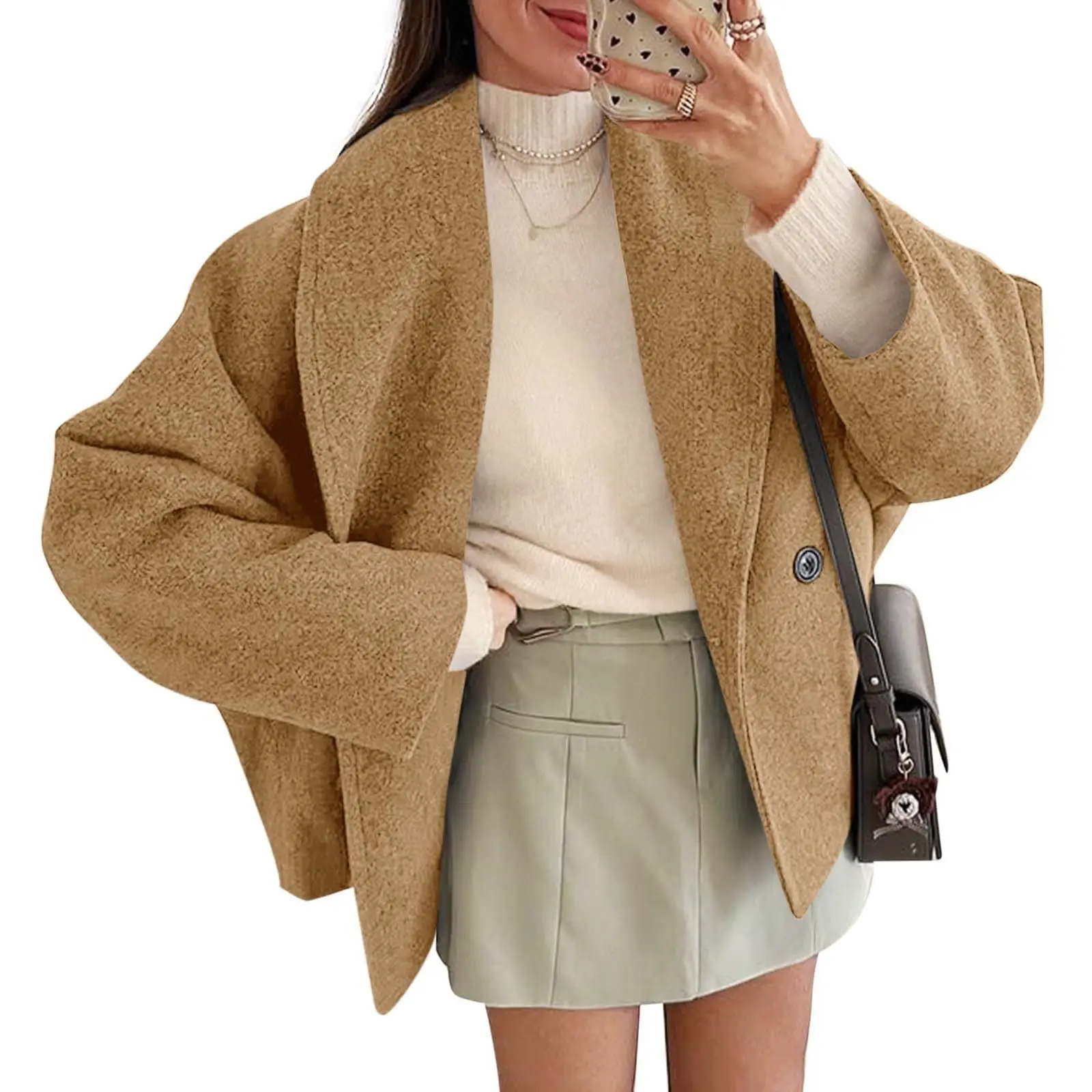 سترات نسائية شتوية عصرية بسيطة بلون سادة مع زر معطف حراري غير رسمي معطف نسائي ناعم ومريح يومي رشيق #2