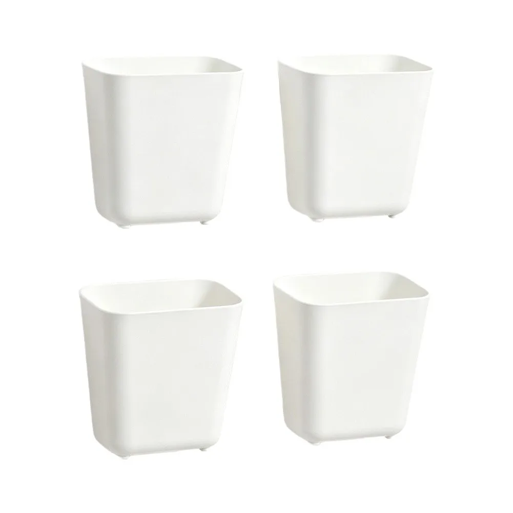 Space Saving Wall Mount Storage Box Set of 4 Plastic Organizer Bins for Cabinets Corners Desktop Toiletries Spices White