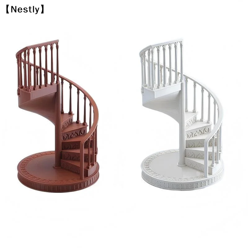 Miniature Spiral Staircase Model 1/12 Dollhouse  Furniture Decor Ornament Dolls House Access Pretend Play Toy〔Nest〕